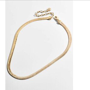 Baublebar Gia Herringbone Snake Chain Gold Necklace 15in - 18in adjustable